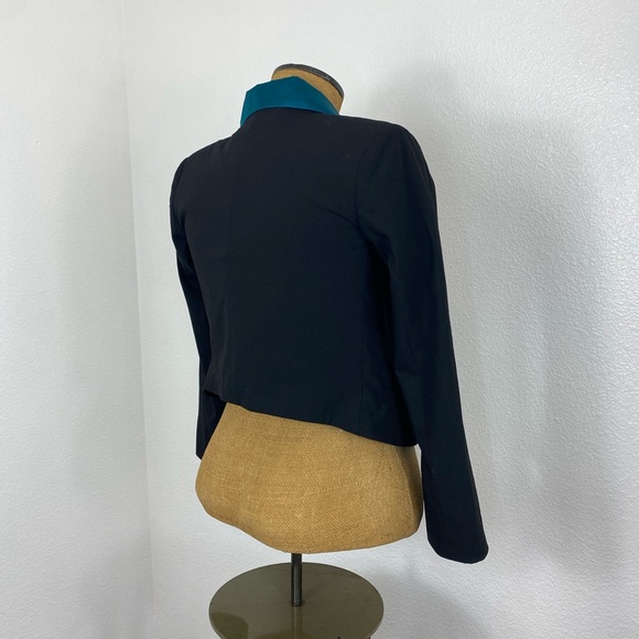 New Heidi Merrick Women’s Shaun Tuxedo Jacket Crop Blazer Size 0 Color Blocking - Picture 9 of 11